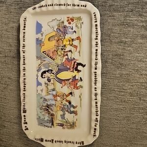Snow White & 7 Dwarf Paul Cardew England Rectangle Tray Tea 12” x 6”